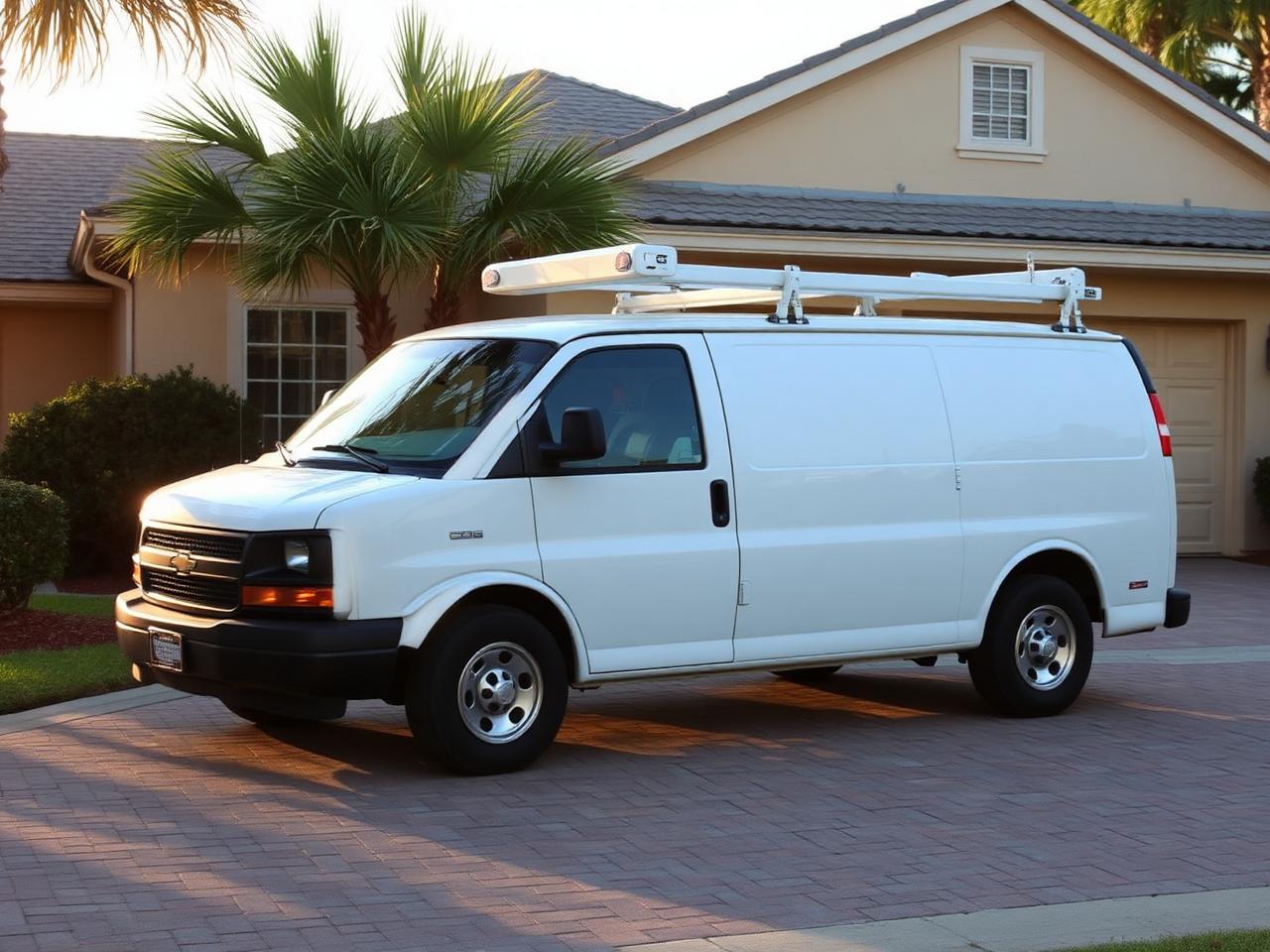 Coastal Empire Garage Door Repair service van in a Pooler driveway